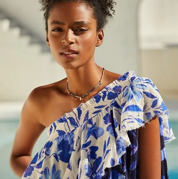 🆕 Anthropologie Floral Dress One Shoulder and Tiered Style. NWT - Picture 10 of 16